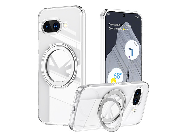 Magnetic Ring Stand Case for Google Pixel 9a - Clear Hard Case
