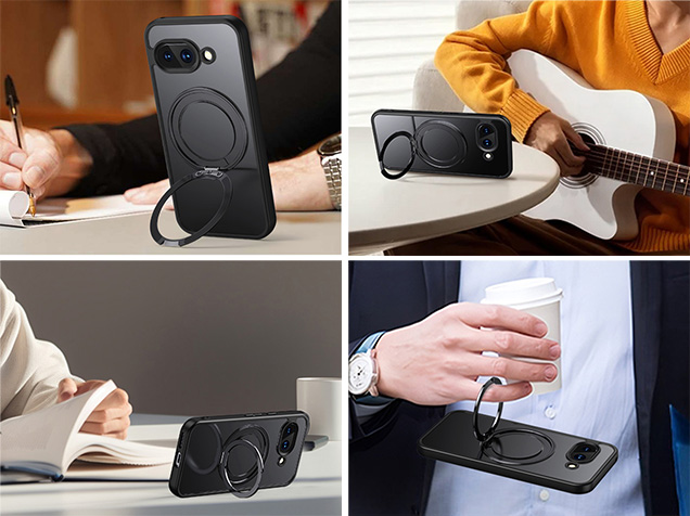 Magnetic Ring Stand Case for Google Pixel 9a - Clear