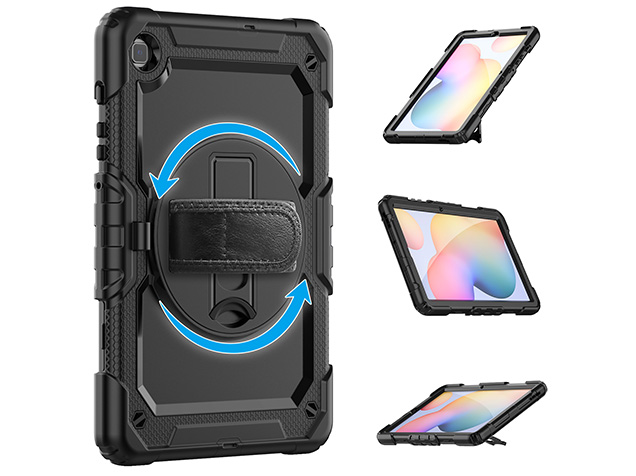 Rugged Impact Case with Strap for Samsung Galaxy Tab S6 Lite - Classic Black