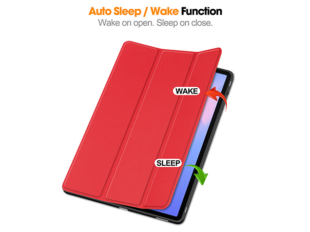 Slim Synthetic Leather Flip Case with Stand for Samsung Galaxy Tab S10 FE+ - Red