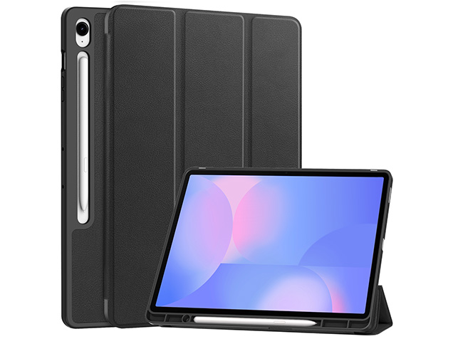 Slim Synthetic Leather Flip Case with Stand for Samsung Galaxy Tab S10 FE+ - Black