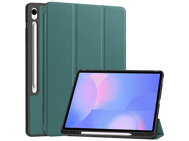 Slim Synthetic Leather Flip Case with Stand for Samsung Galaxy Tab S10 FE+ - Teal