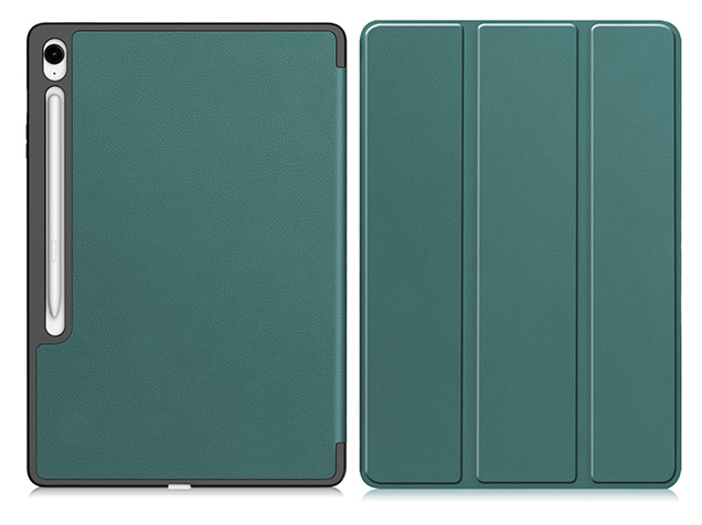 Slim Synthetic Leather Flip Case with Stand for Samsung Galaxy Tab S10 FE+ - Teal