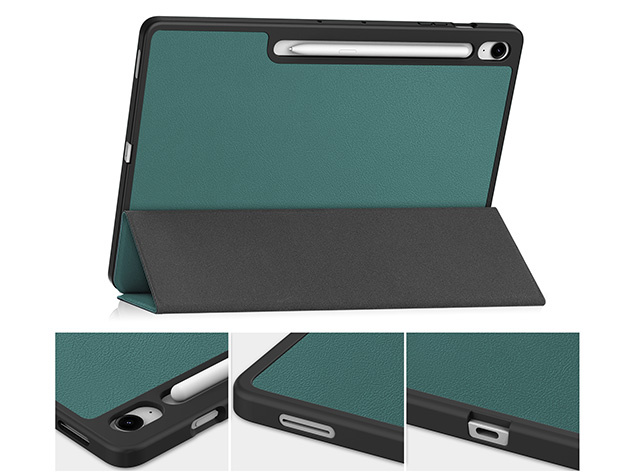 Slim Synthetic Leather Flip Case with Stand for Samsung Galaxy Tab S10 FE+ - Teal