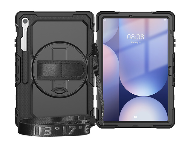 Rugged Impact Case with Strap for Samsung Galaxy Tab S10 FE+ - Classic Black Rugged Impact Case with Strap for Samsung Galaxy Tab S10 FE+ - Classic Black
