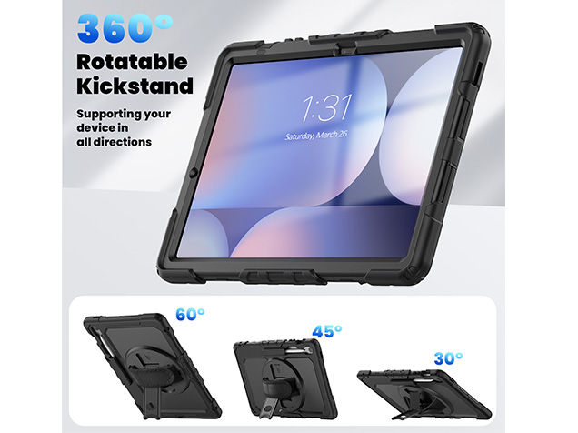 Rugged Impact Case with Strap for Samsung Galaxy Tab S10 FE+ - Classic Black