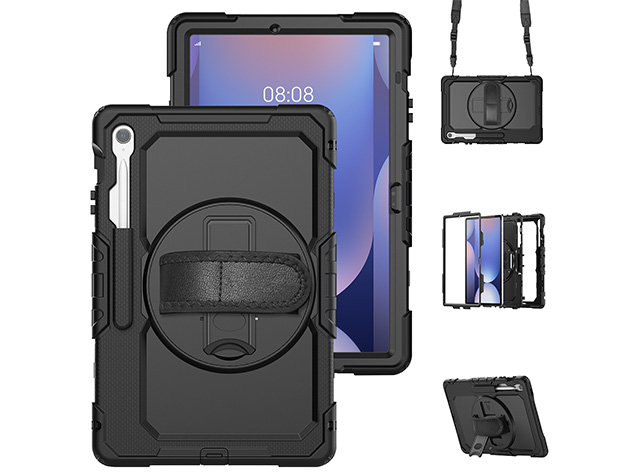 Rugged Impact Case with Strap for Samsung Galaxy Tab S10 FE+ - Classic Black