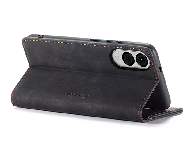 CaseMe Slim Synthetic Leather Wallet Case with Stand for Samsung Galaxy S25 Edge - Charcoal