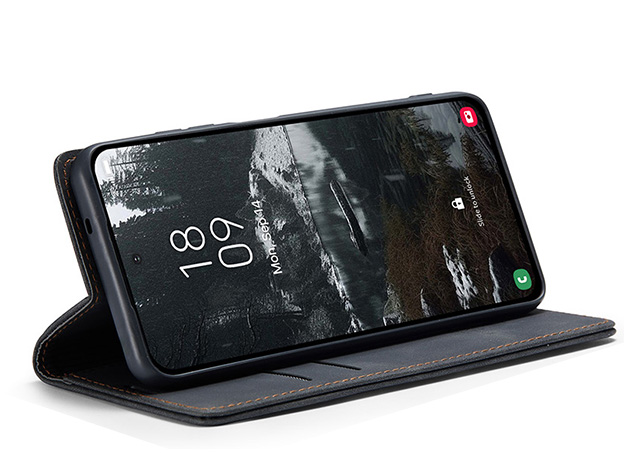 CaseMe Slim Synthetic Leather Wallet Case with Stand for Samsung Galaxy S25 Edge - Charcoal