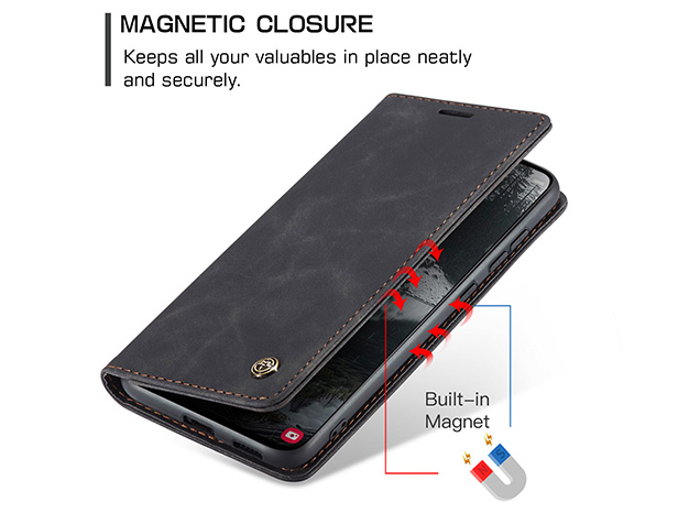 CaseMe Slim Synthetic Leather Wallet Case with Stand for Samsung Galaxy S25 Edge - Charcoal