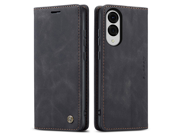 CaseMe Slim Synthetic Leather Wallet Case with Stand for Samsung Galaxy S25 Edge - Charcoal