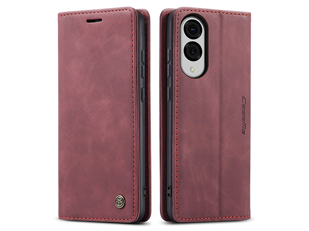CaseMe Slim Synthetic Leather Wallet Case with Stand for Samsung Galaxy S25 Edge - Burgundy