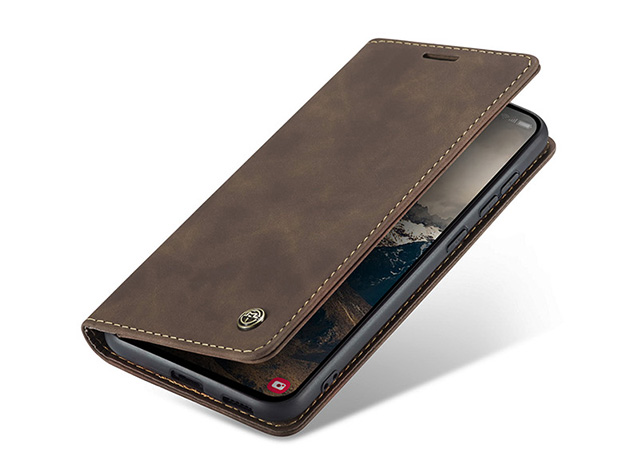 CaseMe Slim Synthetic Leather Wallet Case with Stand for Samsung Galaxy S25 Edge - Chocolate Leather Wallet Case