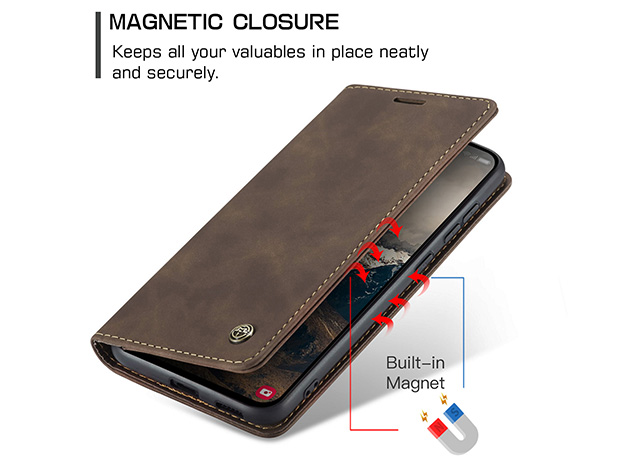 CaseMe Slim Synthetic Leather Wallet Case with Stand for Samsung Galaxy S25 Edge - Chocolate