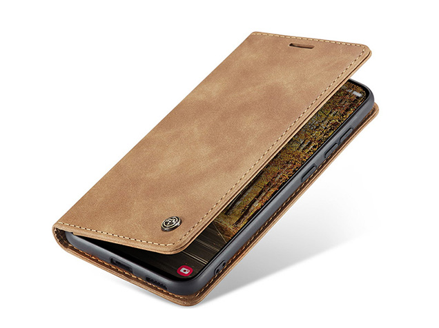 CaseMe Slim Synthetic Leather Wallet Case with Stand for Samsung Galaxy S25 Edge - Tan Leather Wallet Case