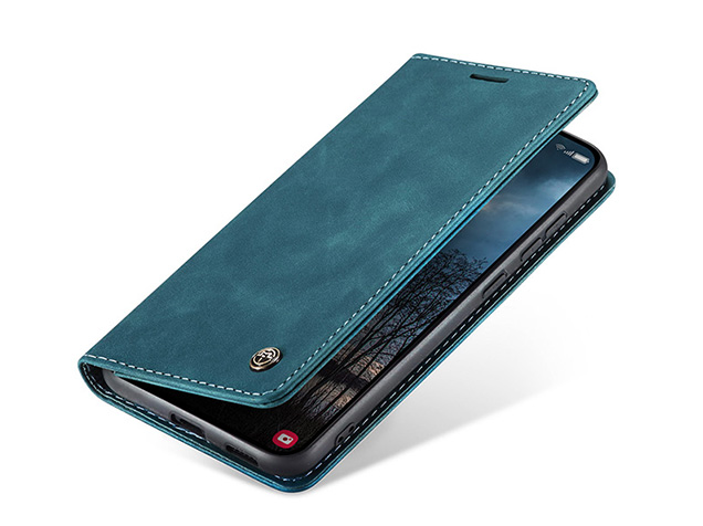 CaseMe Slim Synthetic Leather Wallet Case with Stand for Samsung Galaxy S25 Edge - Teal Leather Wallet Case