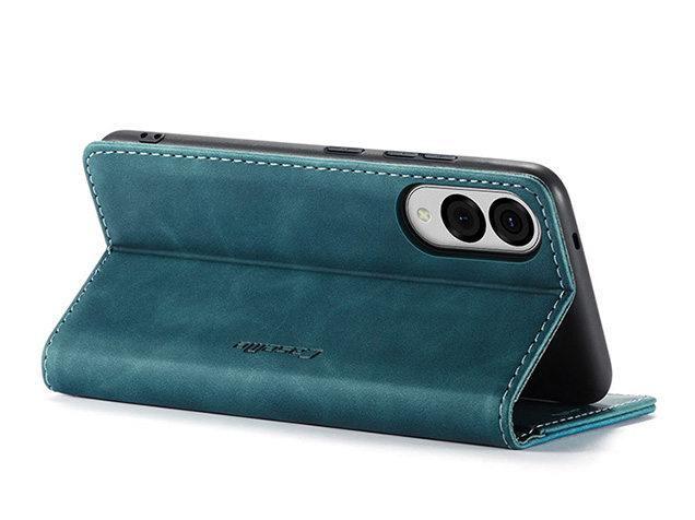 CaseMe Slim Synthetic Leather Wallet Case with Stand for Samsung Galaxy S25 Edge - Teal