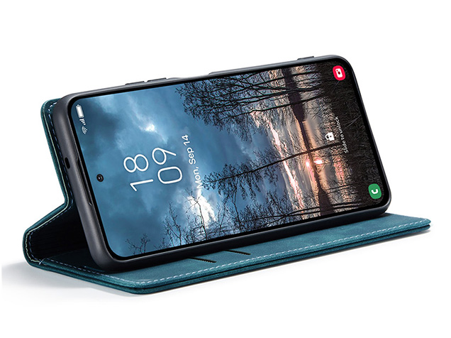 CaseMe Slim Synthetic Leather Wallet Case with Stand for Samsung Galaxy S25 Edge - Teal