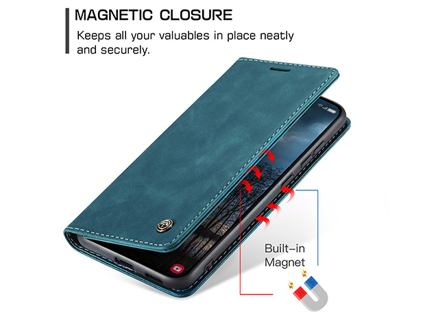 CaseMe Slim Synthetic Leather Wallet Case with Stand for Samsung Galaxy S25 Edge - Teal