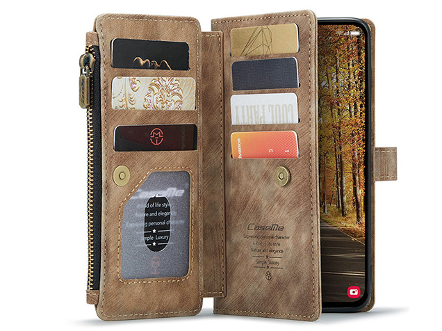 CaseMe Synthetic Leather Wallet Case with Zipper Pocket for Samsung Galaxy S25 Edge - Desert Taupe