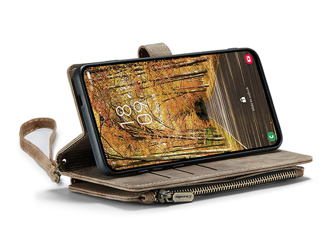 CaseMe Synthetic Leather Wallet Case with Zipper Pocket for Samsung Galaxy S25 Edge - Desert Taupe