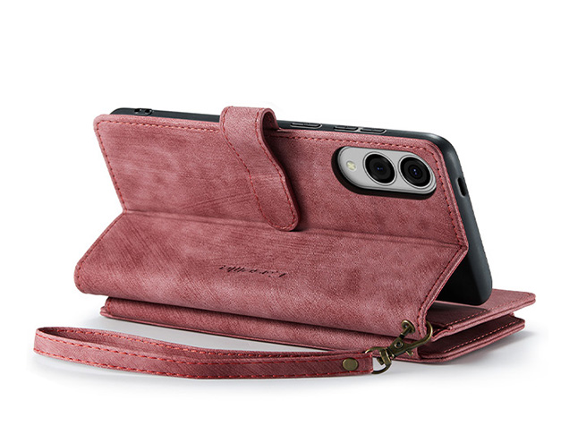 CaseMe Synthetic Leather Wallet Case with Zipper Pocket for Samsung Galaxy S25 Edge - Blush Leather Wallet Case