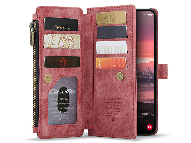 CaseMe Synthetic Leather Wallet Case with Zipper Pocket for Samsung Galaxy S25 Edge - Blush