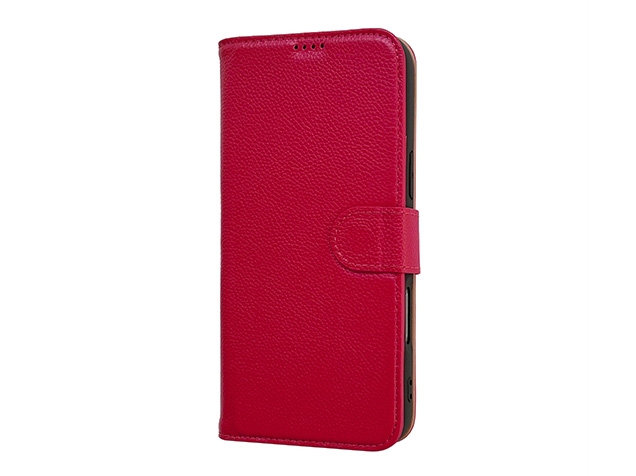 Premium Leather Wallet Case for Samsung Galaxy S25 Edge - Red