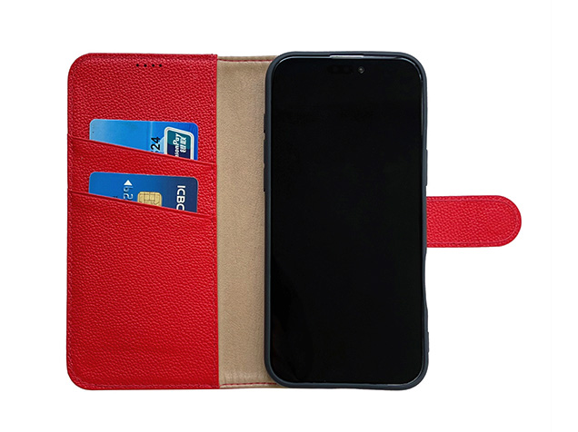Premium Leather Wallet Case for Samsung Galaxy S25 Edge - Red