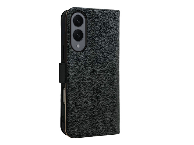 Premium Leather Wallet Case for Samsung Galaxy S25 Edge - Black Leather Wallet Case