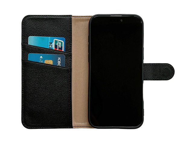 Premium Leather Wallet Case for Samsung Galaxy S25 Edge - Black