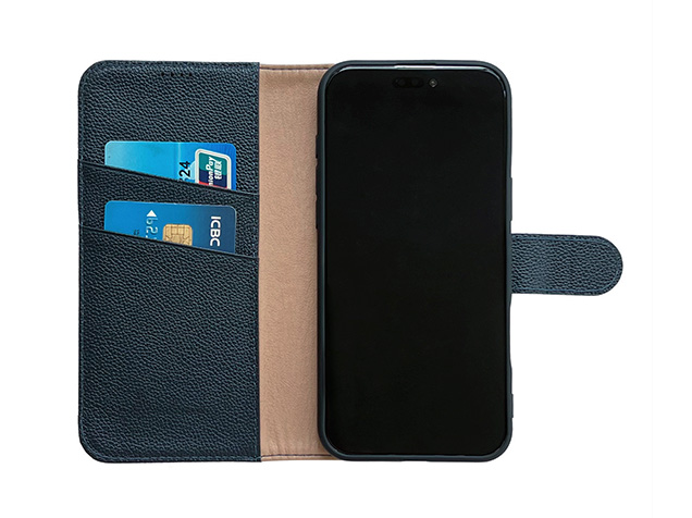 Premium Leather Wallet Case for Samsung Galaxy S25 Edge - Navy