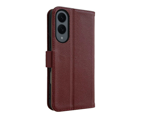 Premium Leather Wallet Case for Samsung Galaxy S25 Edge - Rosewood Leather Wallet Case