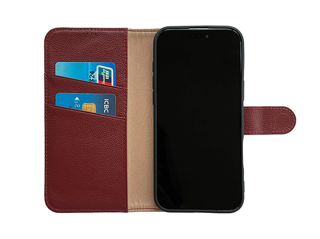 Premium Leather Wallet Case for Samsung Galaxy S25 Edge - Rosewood