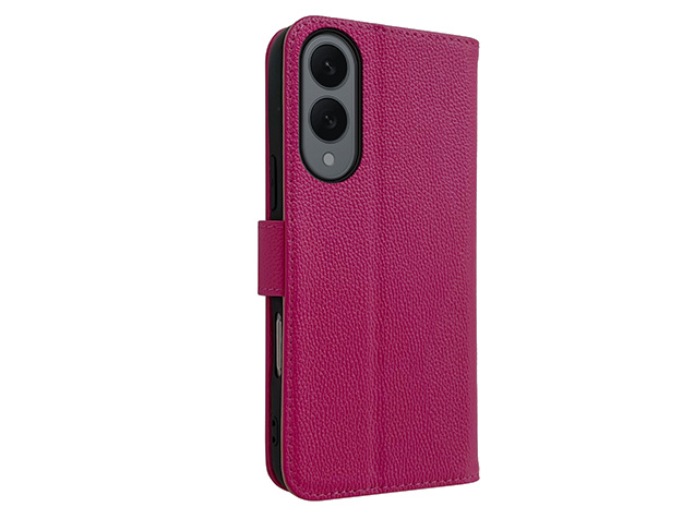 Premium Leather Wallet Case for Samsung Galaxy S25 Edge - French Rose Leather Wallet Case