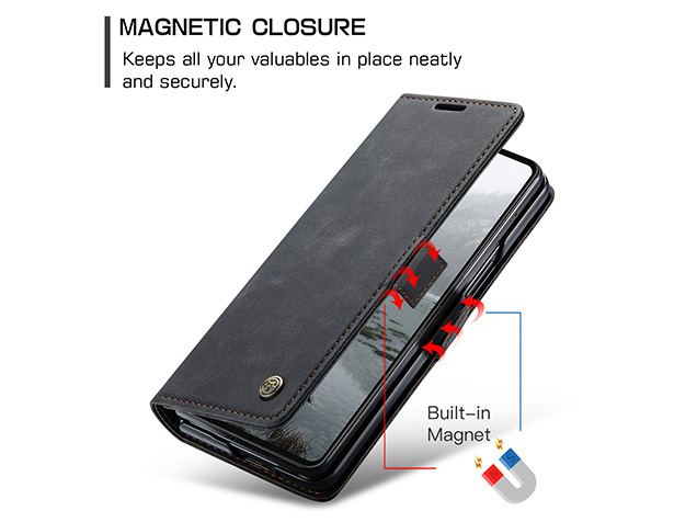 CaseMe Synthetic Leather Wallet Case with Stand for Galaxy Z Fold7 - Charcoal