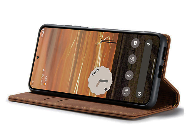 CaseMe Slim Synthetic Leather Wallet Case with Stand for Google Pixel 9a - Tan