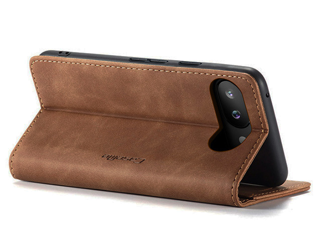 CaseMe Slim Synthetic Leather Wallet Case with Stand for Google Pixel 9a - Tan