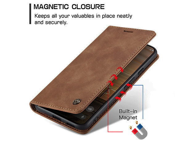 CaseMe Slim Synthetic Leather Wallet Case with Stand for Google Pixel 9a - Tan