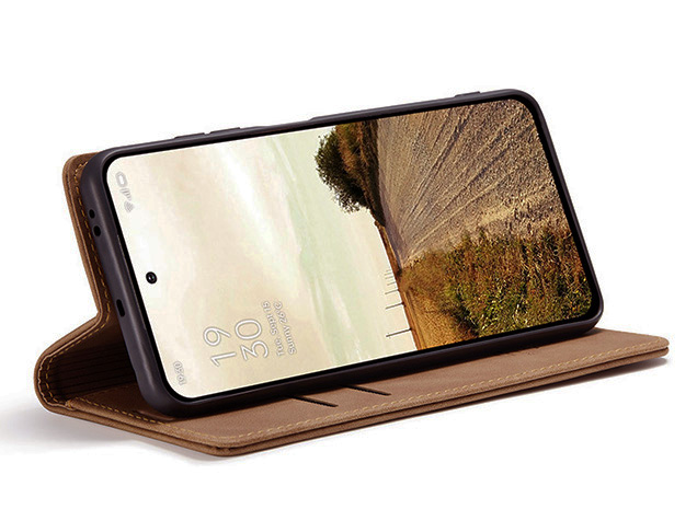 CaseMe Slim Synthetic Leather Wallet Case with Stand for OPPO Reno13 F - Tan