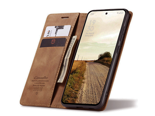 CaseMe Slim Synthetic Leather Wallet Case with Stand for OPPO Reno13 F - Tan