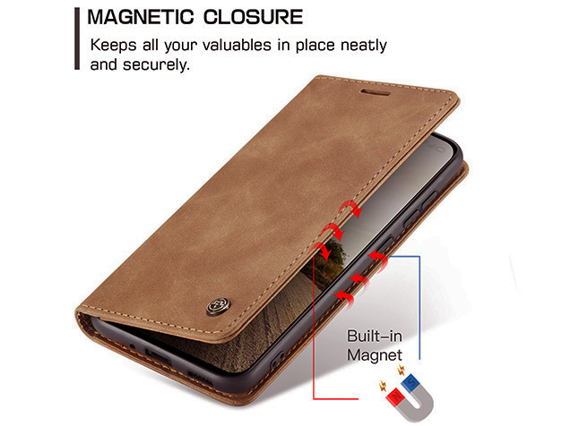 CaseMe Slim Synthetic Leather Wallet Case with Stand for OPPO Reno13 F - Tan