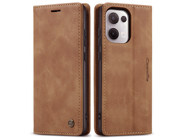 CaseMe Slim Synthetic Leather Wallet Case with Stand for OPPO Reno13 F - Tan