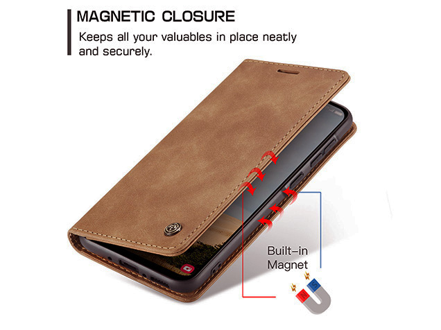 CaseMe Slim Synthetic Leather Wallet Case with Stand for Samsung Galaxy A36 - Tan