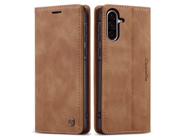 CaseMe Slim Synthetic Leather Wallet Case with Stand for Samsung Galaxy A36 - Tan
