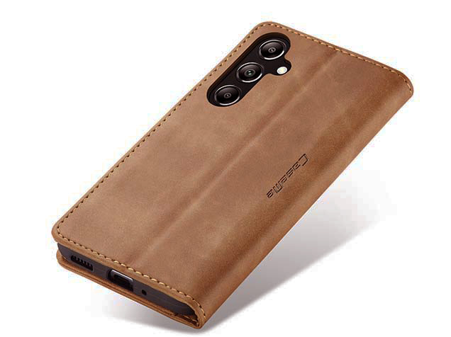 CaseMe Slim Synthetic Leather Wallet Case with Stand for Samsung Galaxy A26 - Tan