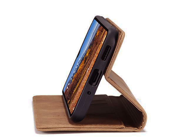 CaseMe Slim Synthetic Leather Wallet Case with Stand for Samsung Galaxy A26 - Tan