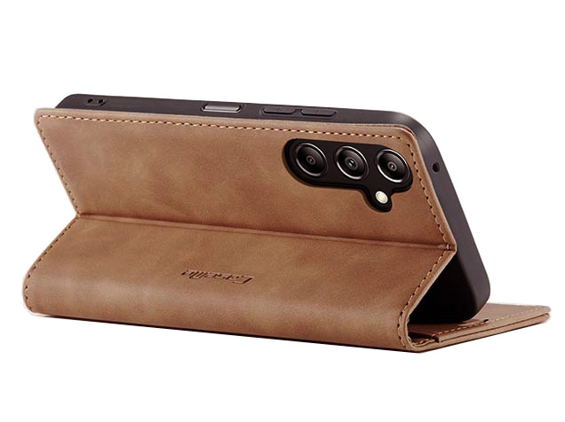 CaseMe Slim Synthetic Leather Wallet Case with Stand for Samsung Galaxy A26 - Tan