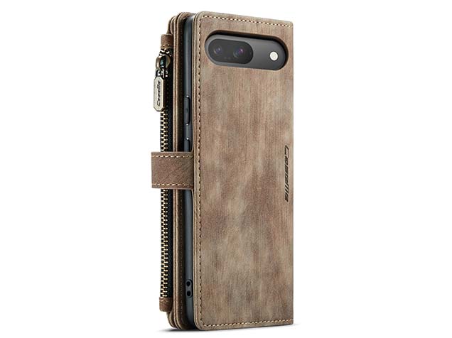 CaseMe Synthetic Leather Wallet Case with Zipper Pocket for Google Pixel 10 - Desert Taupe