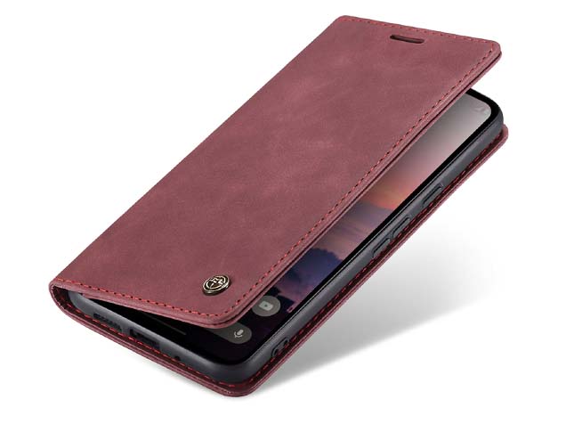 CaseMe Slim Synthetic Leather Wallet Case with Stand for Google Pixel 10 - Burgundy